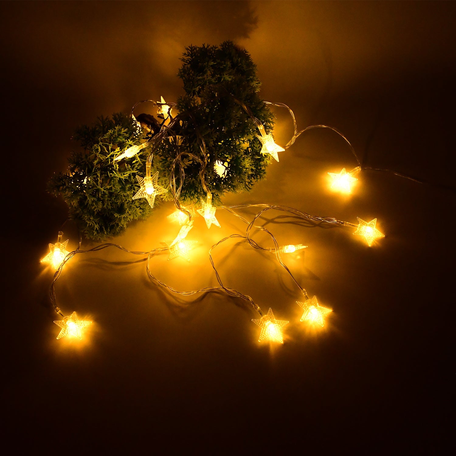 Close-up of USB powered star shaped LED string light bulbs
