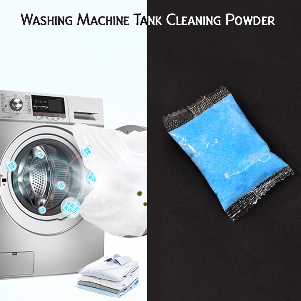 Detergent powder dissolving in water to clean washing machine tanks.
