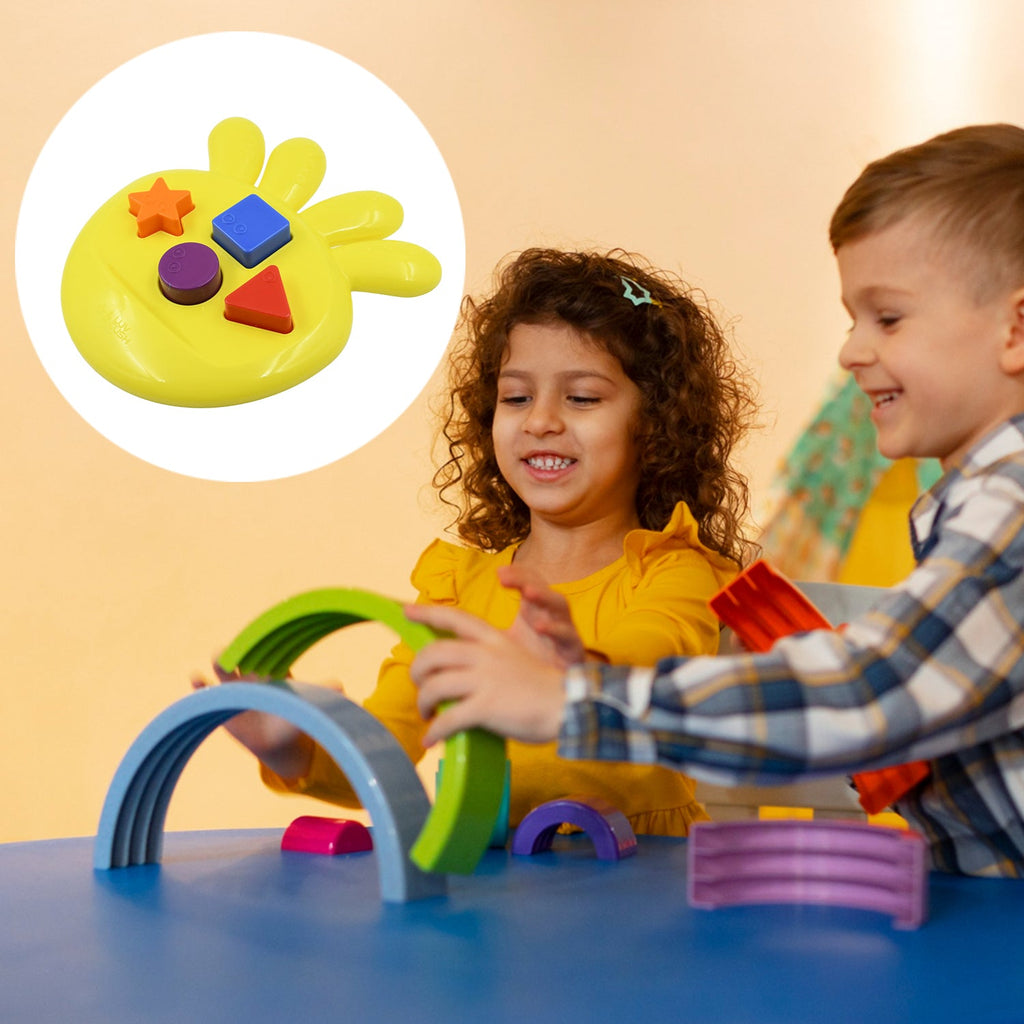 Close-up view of the bright, chunky blocks from the Octo Shape Sorter Toy, perfect for little hands.