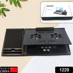 Side view of a portable foldable laptop stand with adjustable angles.