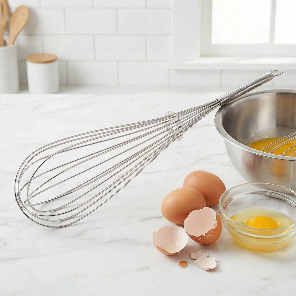 Manual whisk egg beater with balloon wires for easy mixing