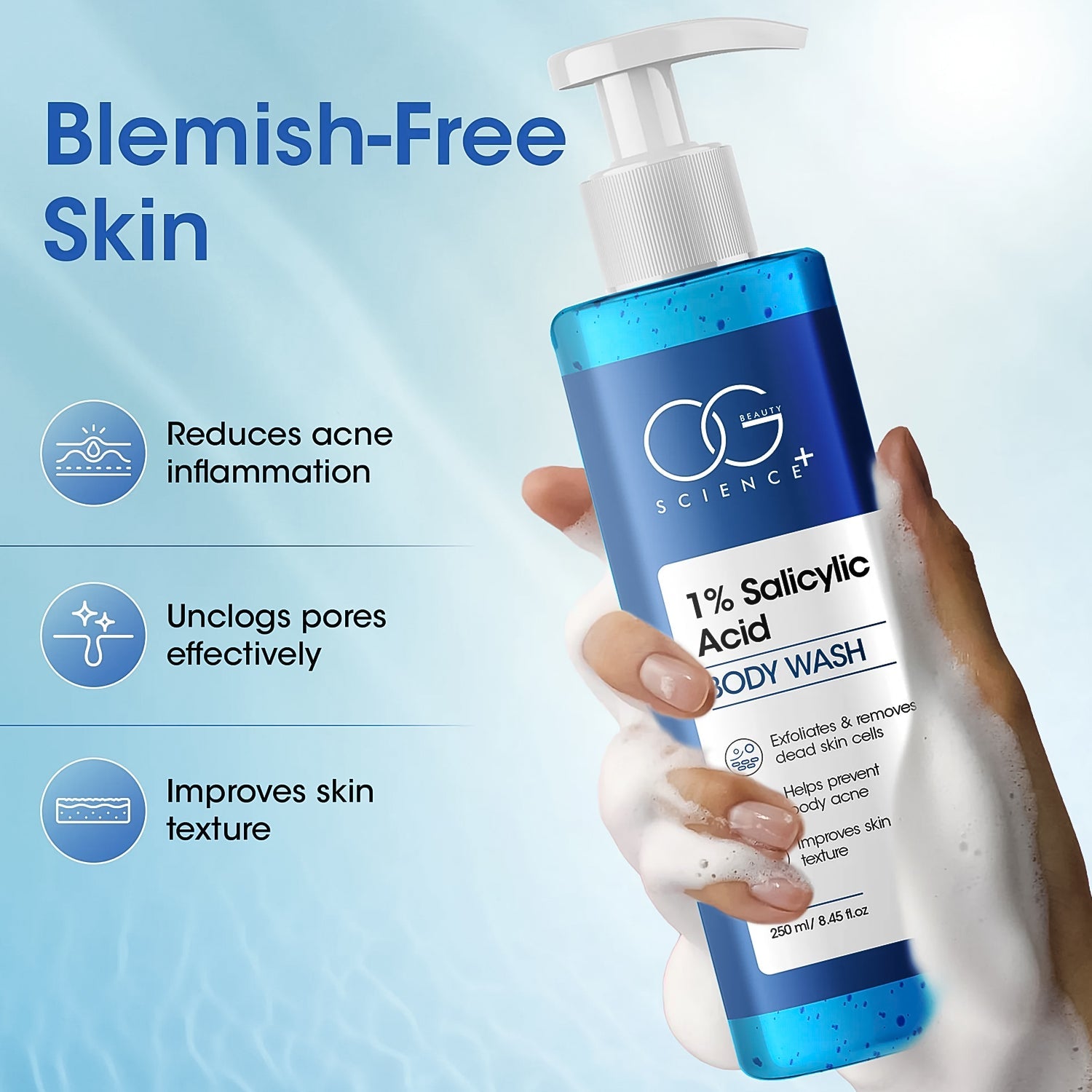 Salicylic acid based anti-acne body cleanser for smooth skin