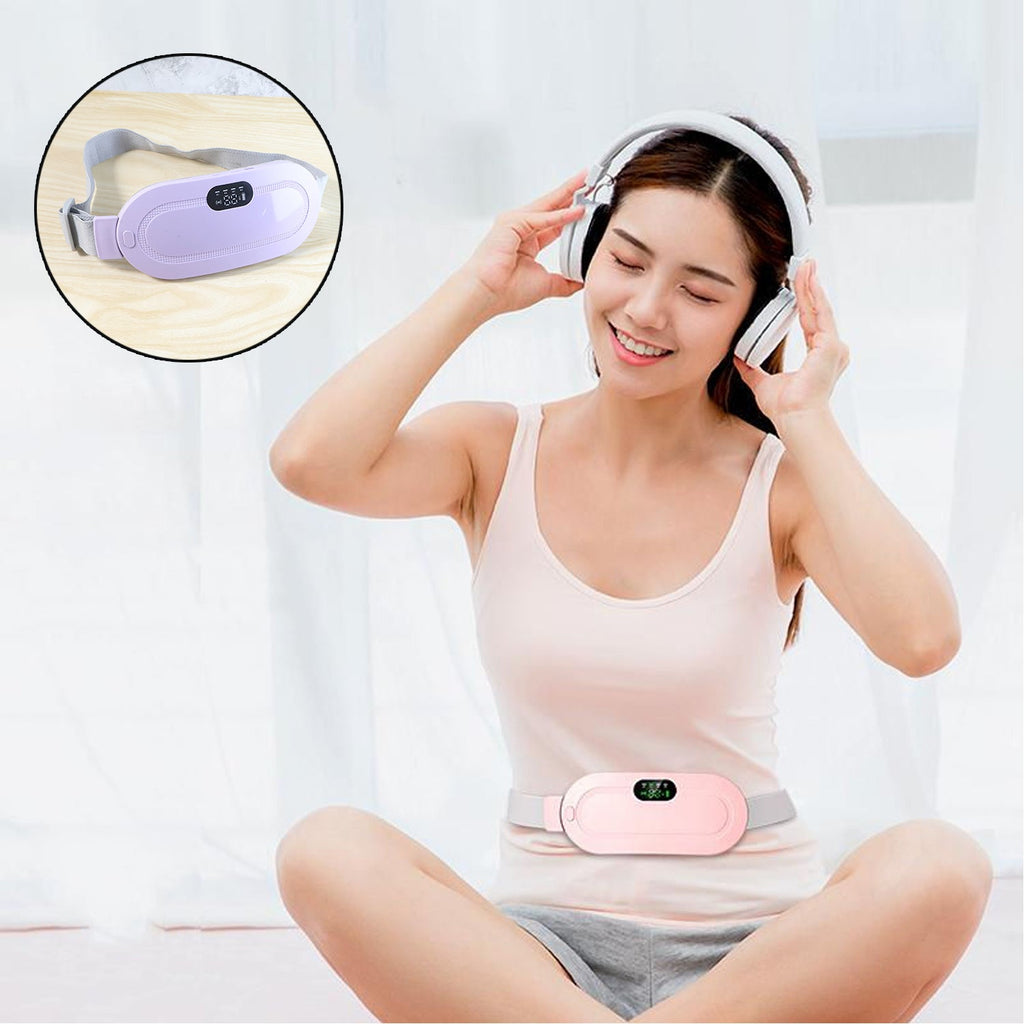 Infographic highlighting key benefits of the rechargeable period pain relief belt.