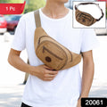 Multi-compartment canvas sling bag with zipper pockets for men and women