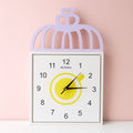 Decorative square wall clock with birdcage top and clear numbers
