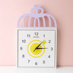 Decorative square wall clock with birdcage top and clear numbers