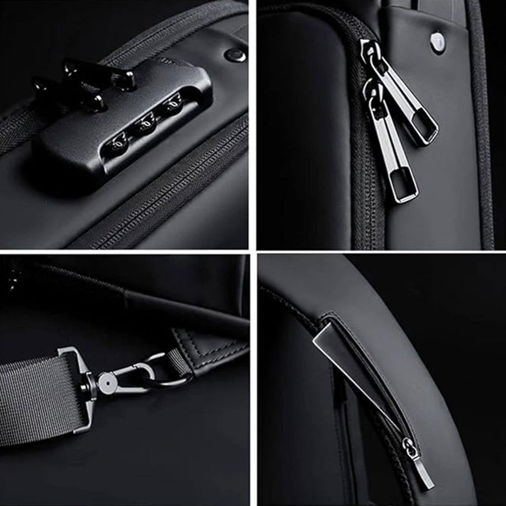 Alternative angle showing  anti-theft crossbody sling bag with USB port