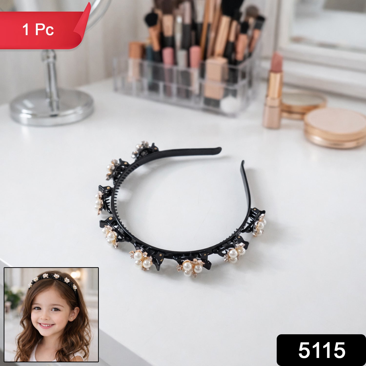 Stylish pearl flower headband for girls and women