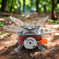 A compact 2800W Mini Camping Stove, ready for outdoor use with its sturdy stainless steel design.