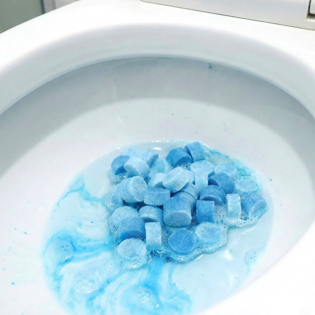 Automatic toilet tank cleaner tablet dissolving during flush