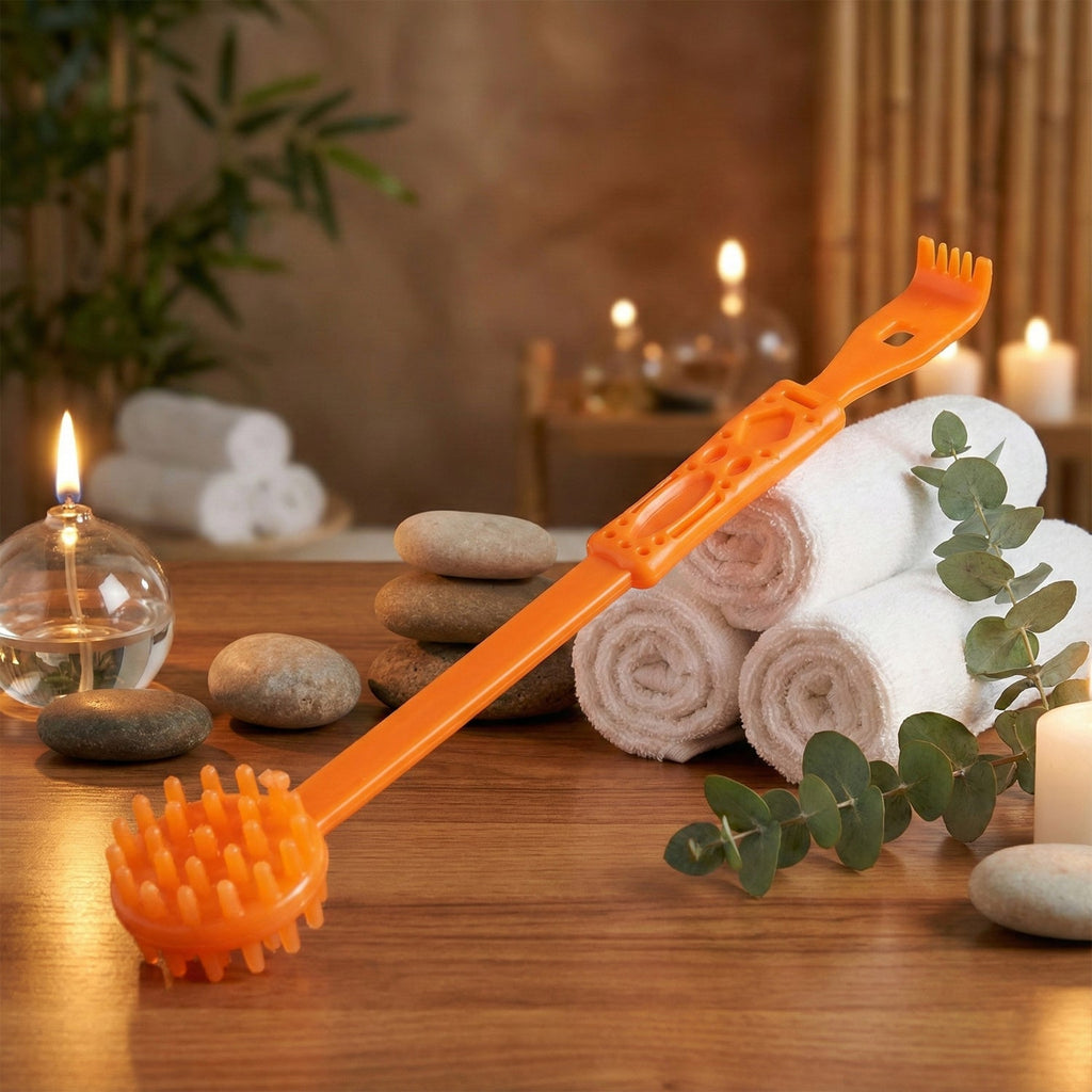 Dual-head long handle body massage roller stick for muscle relief