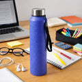 Classic blue stainless steel water bottle with secure leakproof screw cap
