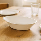 Glossy white Marin oval serving bowl ideal for salads and snacks