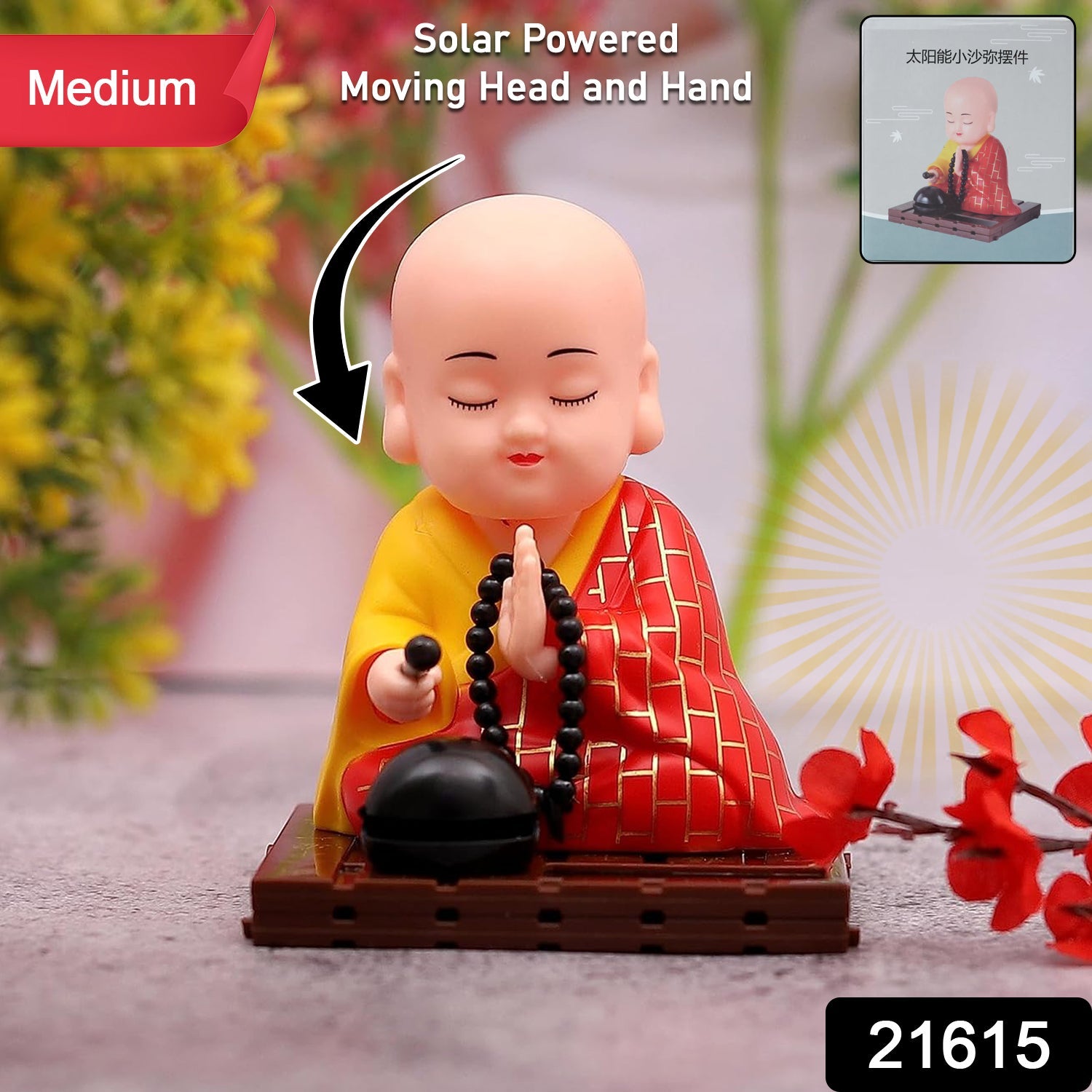 Handmade red meditating Buddha figurine for desk decor
