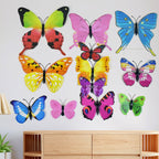 Vibrant 3D butterfly wall stickers decorating a room wall