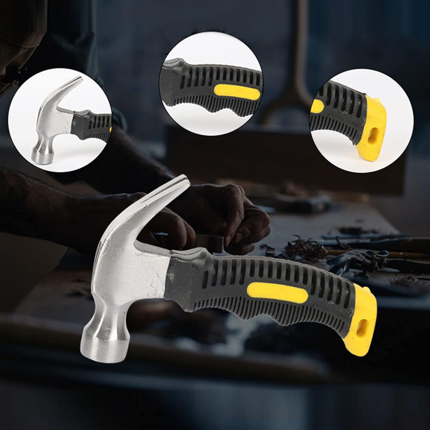 Side view of the compact camping hammer, highlighting its robust construction.
