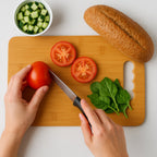 Natural color wooden chopping board designed for kitchen cutting tasks