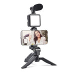 Mobiléon vlogging kit with mini tripod and adjustable LED light setup for video making