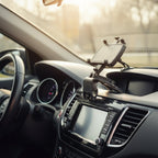Adjustable mobile phone holder for car dashboard and curved surfaces