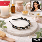 Stylish black gold finish headband for women and girls