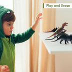 Brightly colored dinosaur erasers displayed as imaginative desk toys for kids.