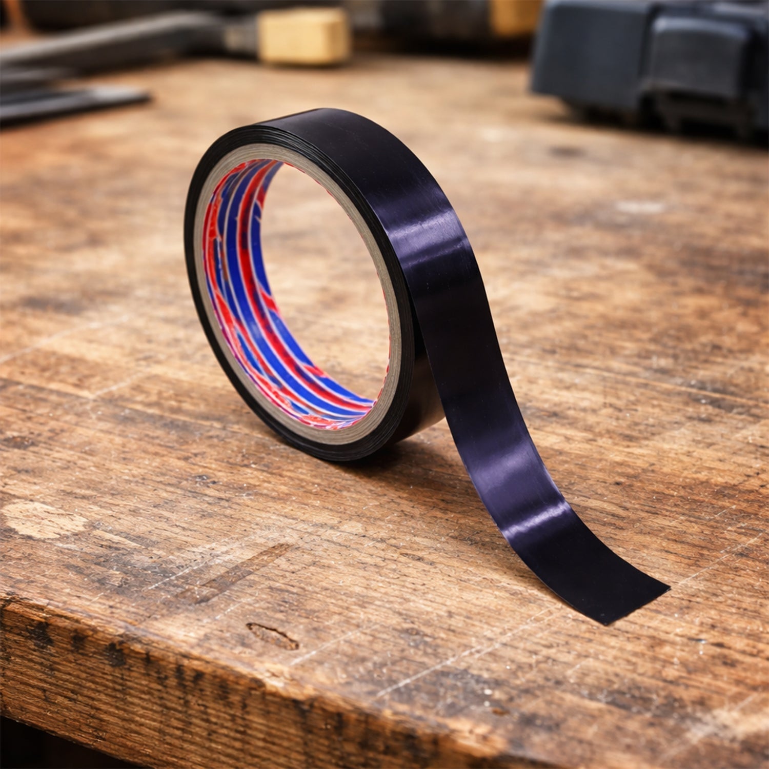 Strong adhesive black electrical tape roll ideal for secure wire wrapping