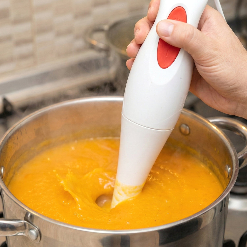 Compact electric hand blender stick perfect for kitchen use