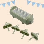 The pig-shaped ice candy mold with four finished sicles, ready to be enjoyed as a cool treat.