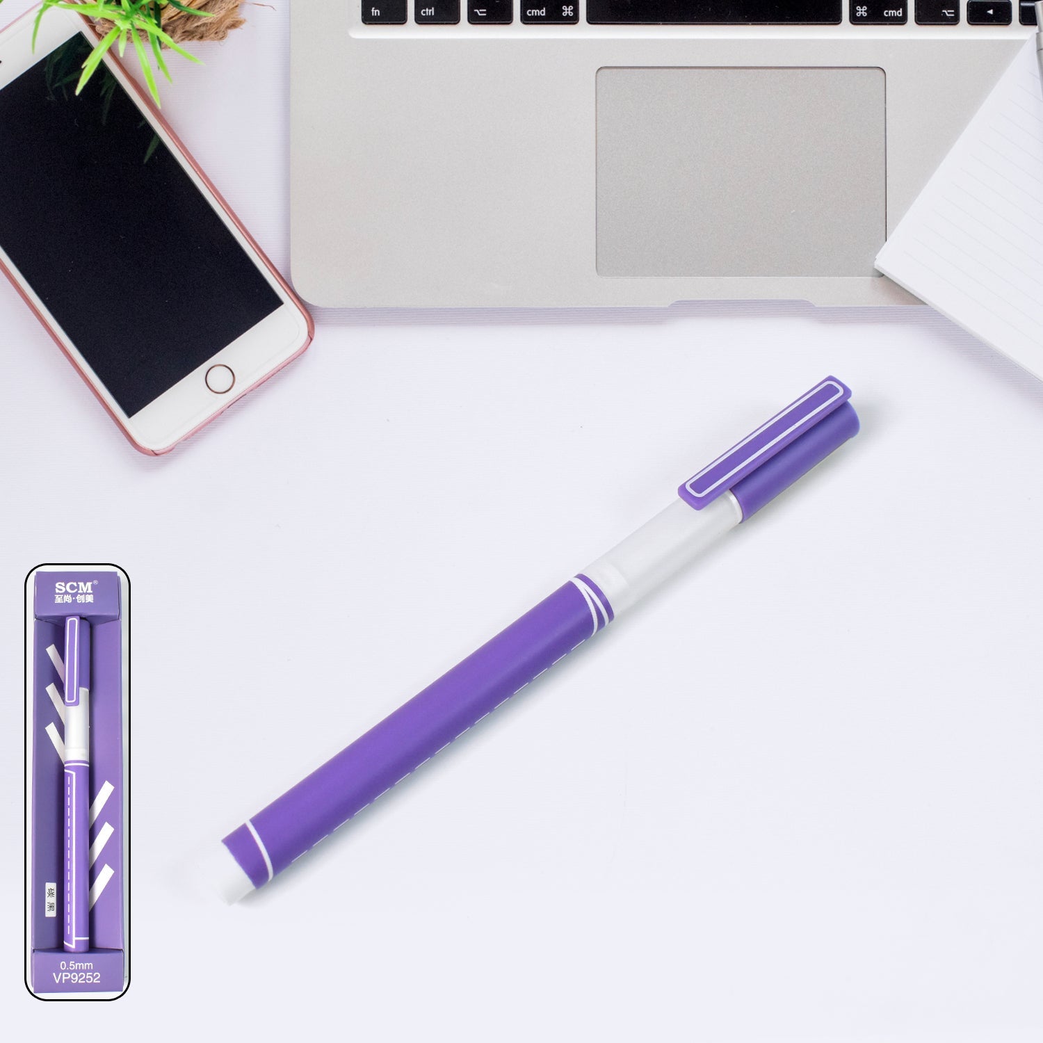 Black gel pen showcasing ergonomic anti-slip grip and sturdy clip