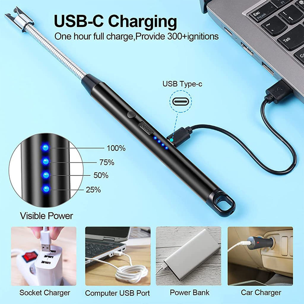 Charging port of rechargeable electric arc lighter with USB Type-C cable