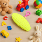 Segmented worm fidget toy placed on white background