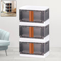 Plastic folding wardrobe organizer with wheels in black and white design