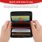 Durable plastic credit card case from JourneyMate, showcasing its robust build and secure locking mechanism.