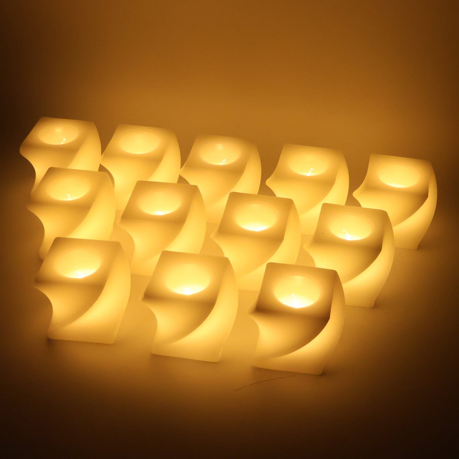 Battery powered square shape LED tealight candles for safe indoor decoration