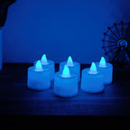 Softly glowing Blue LED Tea Light Candle creating ambient lighting