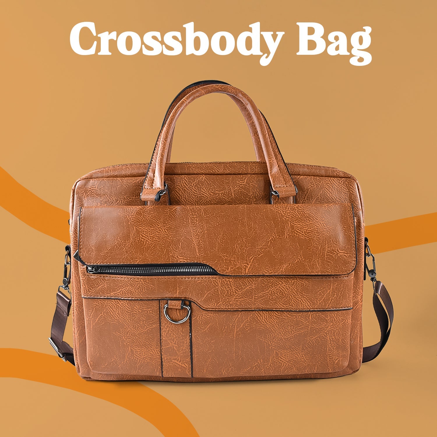 Faux leather laptop bag with padded compartment and organizer pockets inside