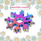 Close-up of the 18-in-1 Snowflake Multi-Tool, highlighting its various integrated wrench and screwdriver functions.