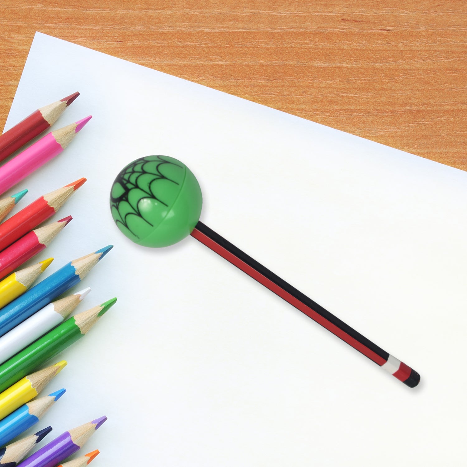 Child-friendly round pencil sharpener, perfect for sharpening school pencils.