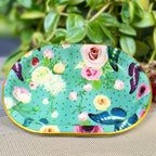 Vibrant flower printed plastic serving tray from Serve Stellar.