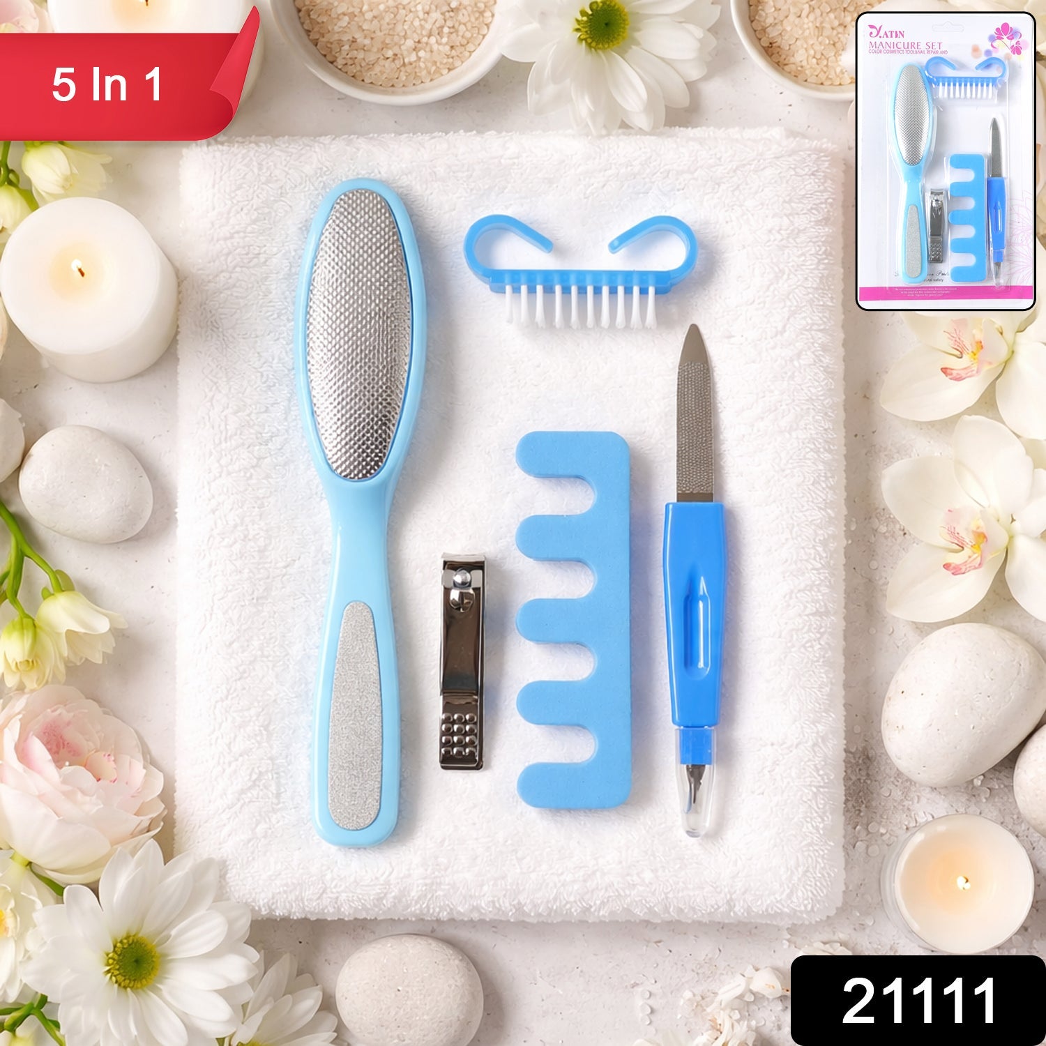 Pedicure grooming kit tools including foot file and toe separator