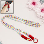 Multicolour Universal Phone Lanyard securely holding a smartphone for hands-free convenience.