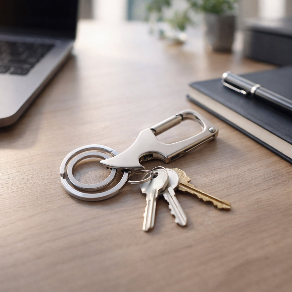 Heavy duty dual ring keychain with carabiner clip