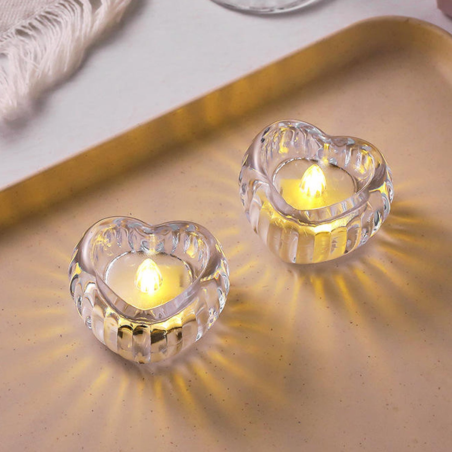 Elegant heart-shaped LED candle set perfect for parties and romantic settings