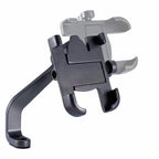 Side profile of the 360-degree rotating phone holder attached to a scooty.