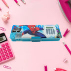 Top view of the Writezo kids geometry box featuring a double pencil sharpener.