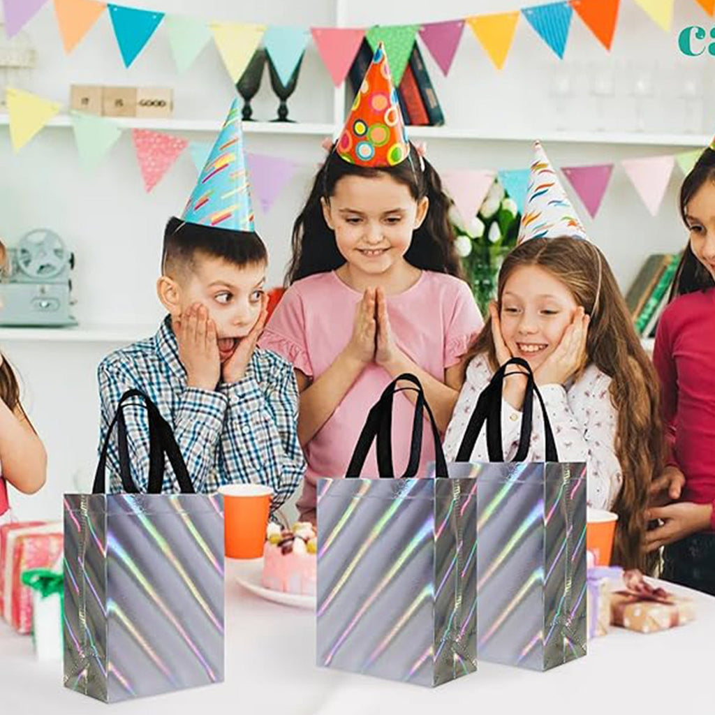 Birthday gift bag made of non-woven fabric with strong cardboard base