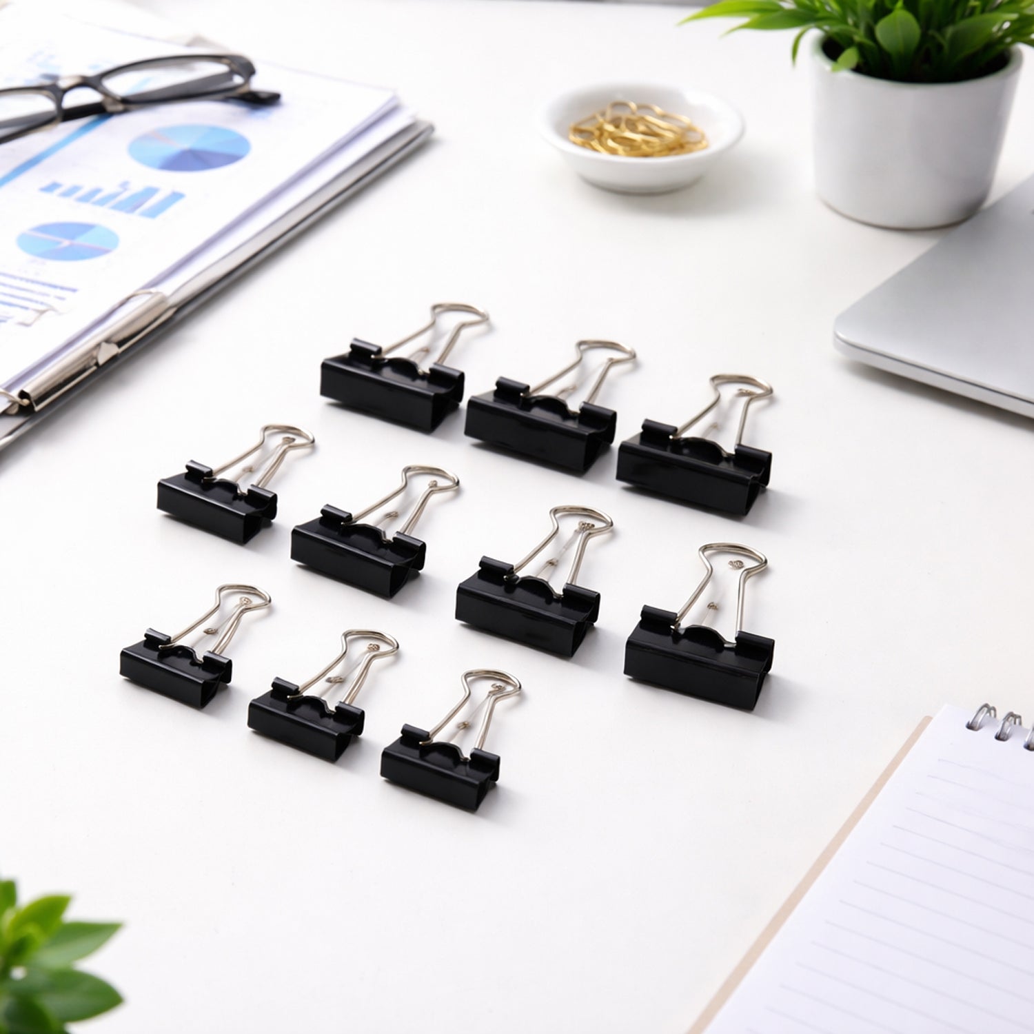 Strong black binder clips set for office and home use