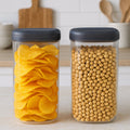 Airtight kitchen storage containers set of two with transparent bodies and twist-lock lids