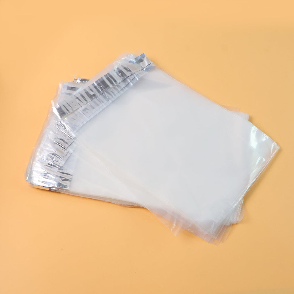Self-adhesive transparent courier polybag showcasing secure packaging