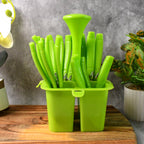 24-piece stainless steel cutlery set with stylish holder for organized dining